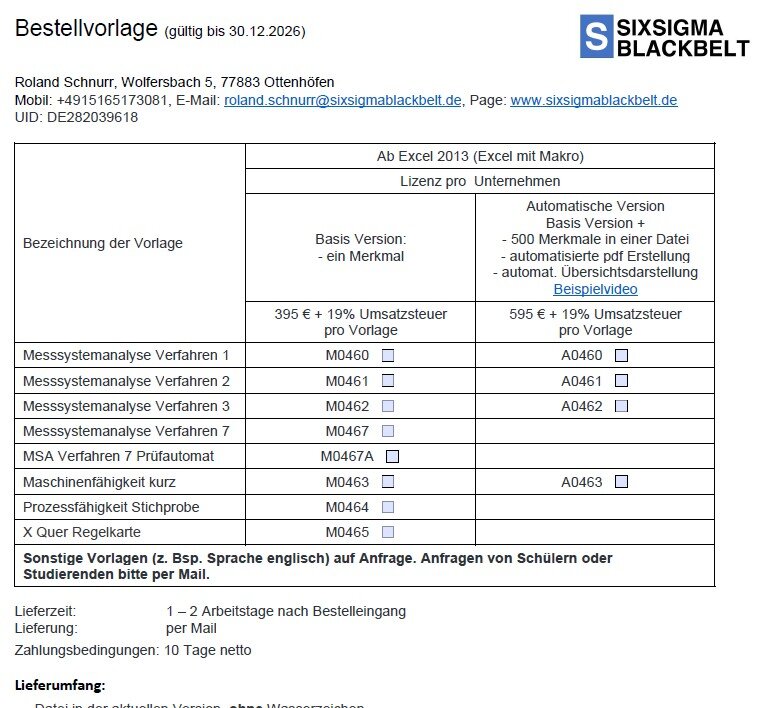 Preisliste sixsigmablackbelt